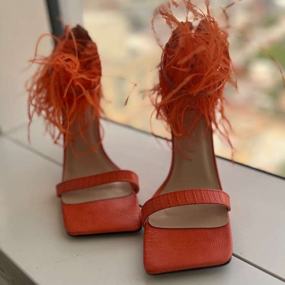 Fun orange square toe heels! - Picture 3 of 7